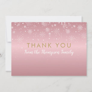 Christmas Holiday Rose Gold Snowflakes Thank You