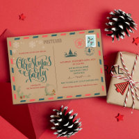 Christmas Holiday Rustic Postcard Invitation