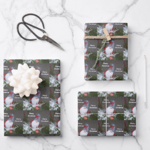 Christmas Holiday Rustic Red Grey Gnome Pattern Wrapping Paper Sheet