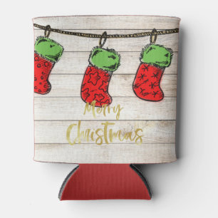 Christmas Holiday Rustic Season Greeting Personal Can Cooler