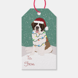 Christmas Holiday Saint Bernard Gift Tags
