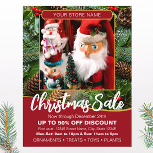 Christmas Holiday Sale Photo Deep Red Business Flyer