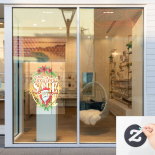 Christmas Holiday Sale Santa Claus Holly Berry  Window Cling