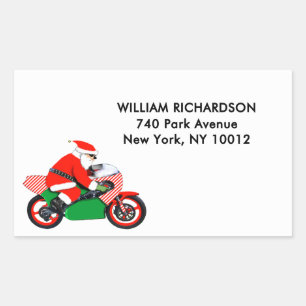 Christmas Holiday Santa Biker Address Labels