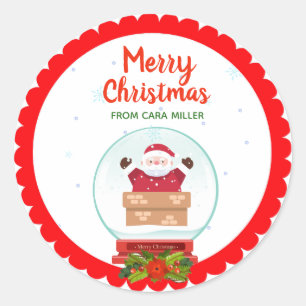 Christmas Holiday Santa Claus snowglobe Classic Round Sticker