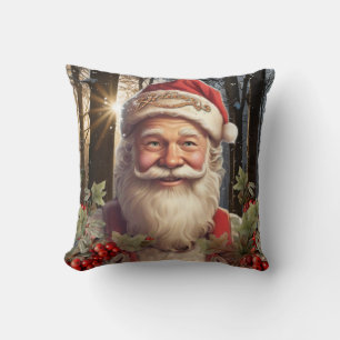 Christmas holiday Santa Claus snowy woodland Cushion