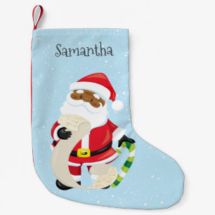 Christmas Holiday Santa Ethnic Personalised Small Christmas Stocking