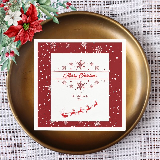 Christmas Holiday Santa Sleigh | Snowflakes Napkin (Creator Uploaded)