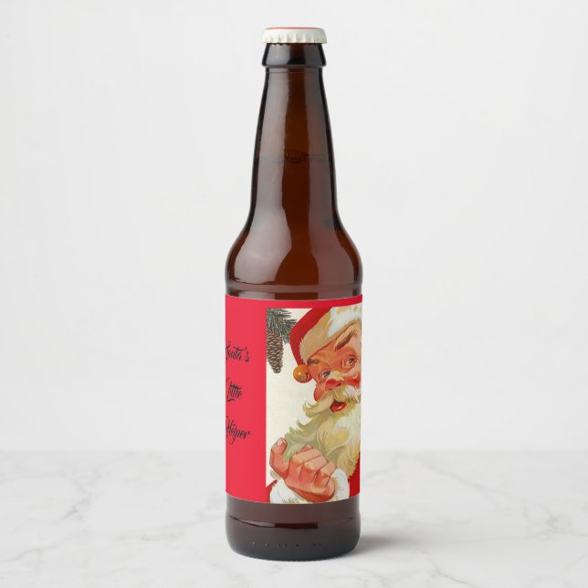 Christmas holiday santas little helper homebrew  beer bottle label (Front)