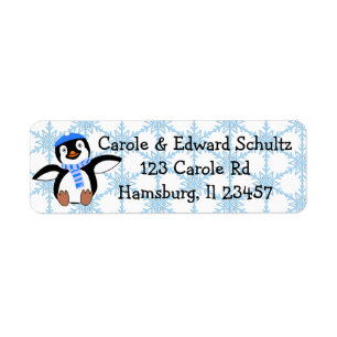 Christmas Holiday Season Penguin Blue Snowflakes
