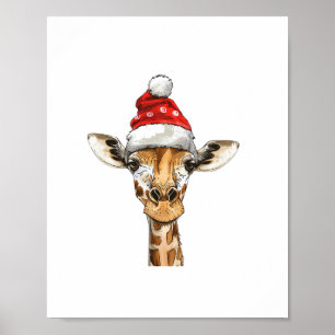 Christmas Holiday Season Xmas Giraffe Poster