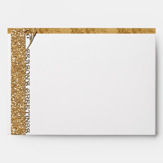 Christmas Holiday Season's Greetings Gold Glitter Envelope (Front)