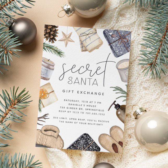 Christmas Holiday Secret Santa Gift Exchange Party Invitation (Creator Uploaded)