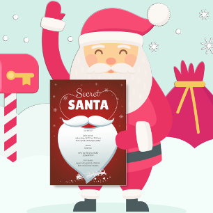 Christmas Holiday Secret Santa Red Gift Exchange Invitation