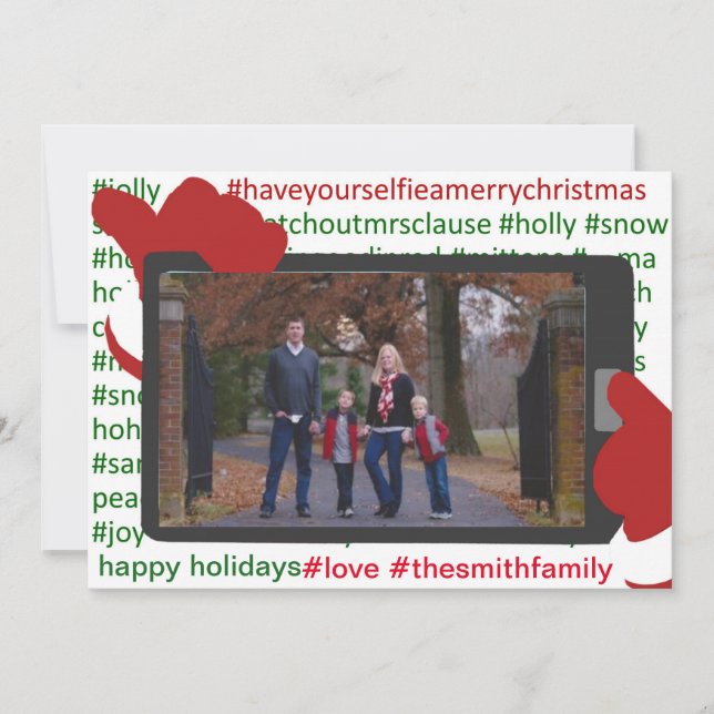 Christmas Holiday Selfie Santa Photo Card (Front)