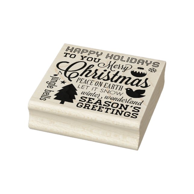 Christmas Holiday Sentiments Rubber Art Stamp (Stamp)