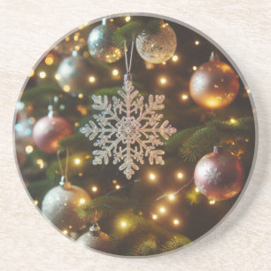 Christmas Holiday Silver Snowflake Ornaments Coaster