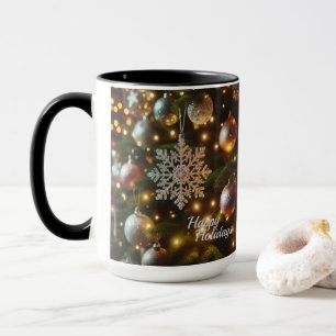 Christmas Holiday Silver Snowflake Ornaments Mug
