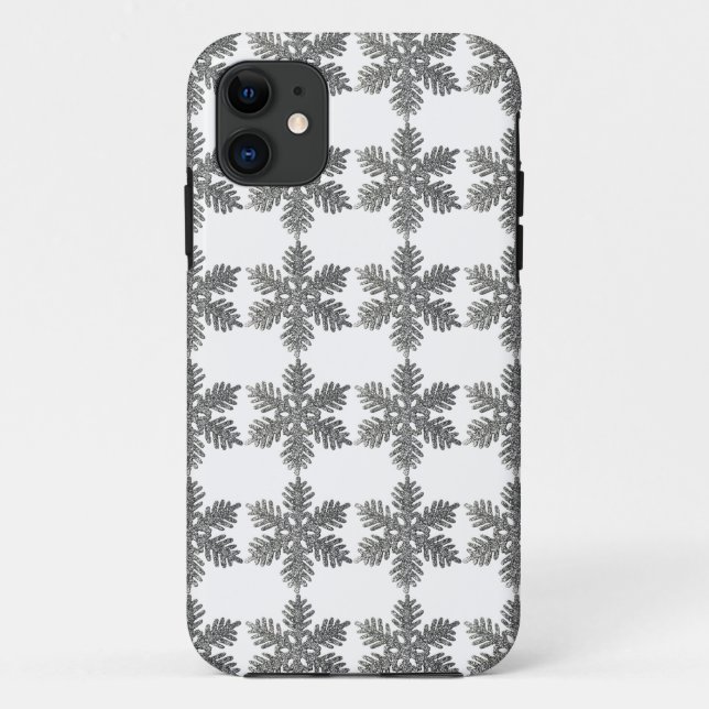 Christmas Holiday Silver Snowflake Star Design Case-Mate iPhone Case (Back)