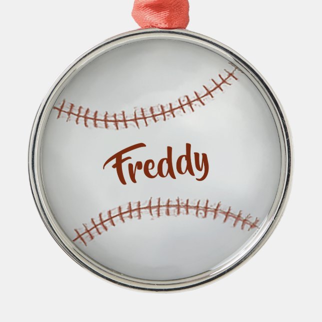 Christmas Holiday Simple Baseball Sports Athlete  Metal Tree Decoration (Front)