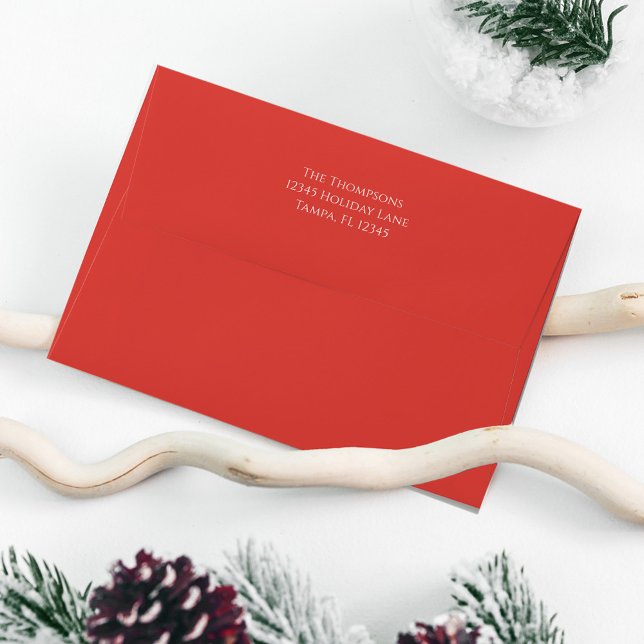 Christmas Holiday Simple Bright Red Fesrive Envelope (Simple minimalist red solid colored envelope. )