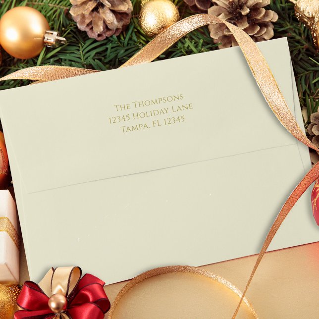 Christmas Holiday Simple Elegant Gold Festive Envelope (Merry Christmas stylish gold calligraphy script lettering envelope.)