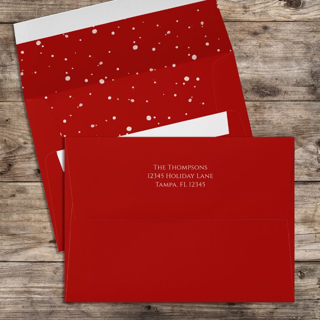 Christmas Holiday Simple Festive Cute Red Dots Envelope (Red and white speckled envelope with return address on the back flap.)