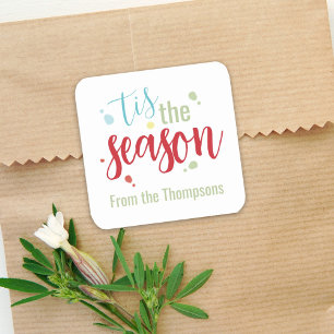 Christmas Holiday Simple Festive Tis the Season Square Sticker