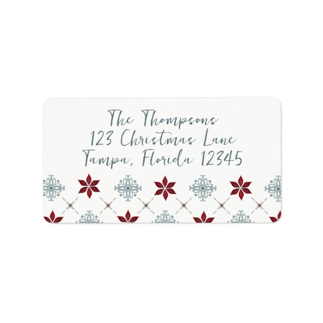 Christmas Holiday Simple Minimalist Red Blue Star  Label (Front)