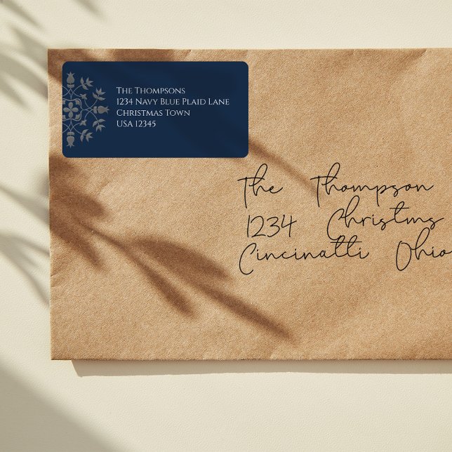 Christmas Holiday Simple Navy Blue Snowflake  Label (Christmas elegant silver snowflake design return address label. )