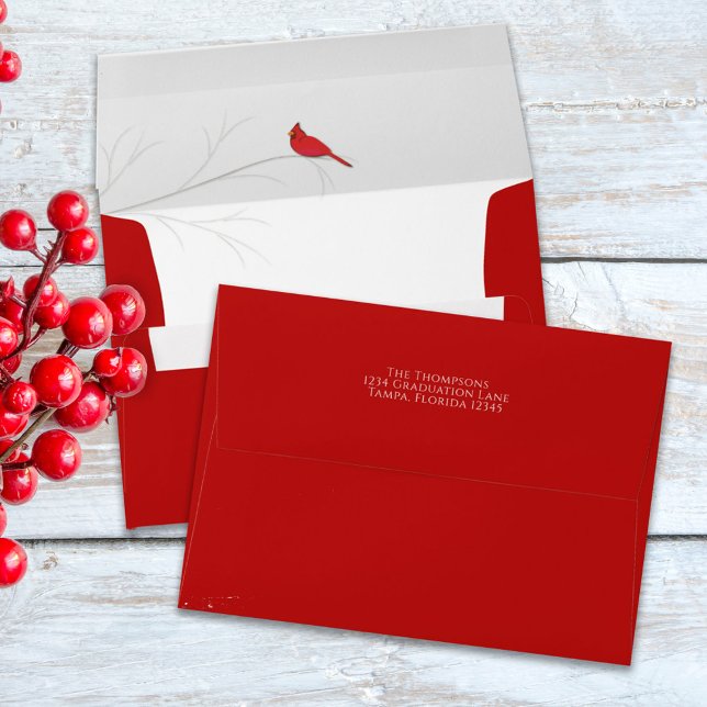 Christmas Holiday Simple Red Cardinal Elegant Envelope (Creator Uploaded)