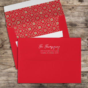Christmas Holiday Simple Red Green Snowflake  Envelope