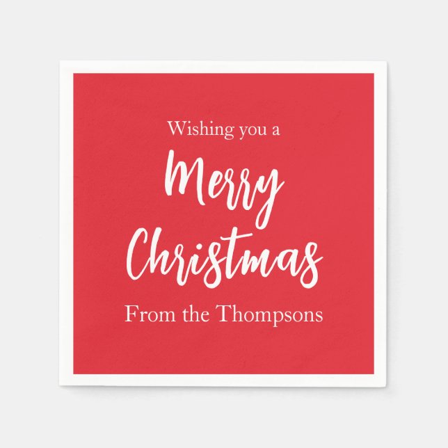 Christmas Holiday Simple Red Minimalist Cute Napkin (Front)