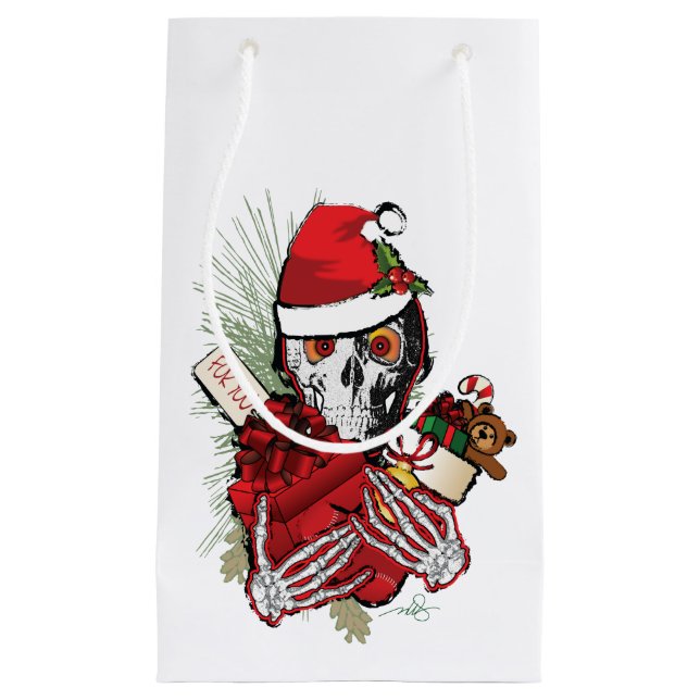 Christmas Holiday Skull Small Gift Bag (Front)