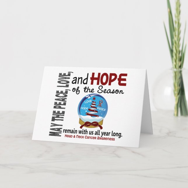 Christmas Holiday Snow Globe 1 Head & Neck Cancer Card (Front)