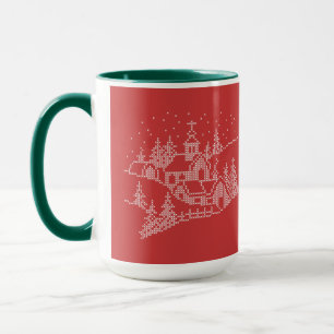 Christmas holiday snow night in the village mug