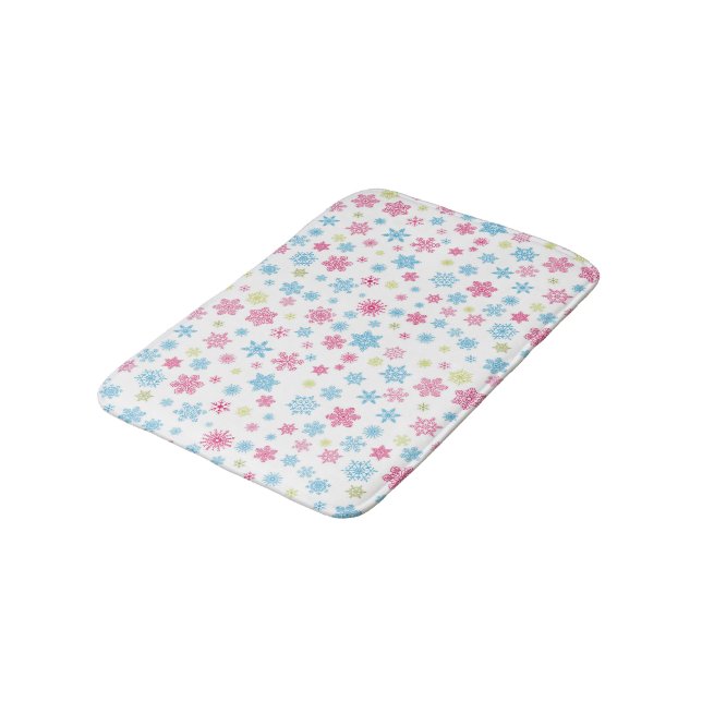 Christmas Holiday Snowflake Pattern Bath Mat (Angled)