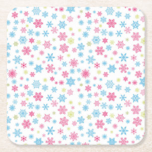 Christmas Holiday Snowflake Pattern Square Paper Coaster