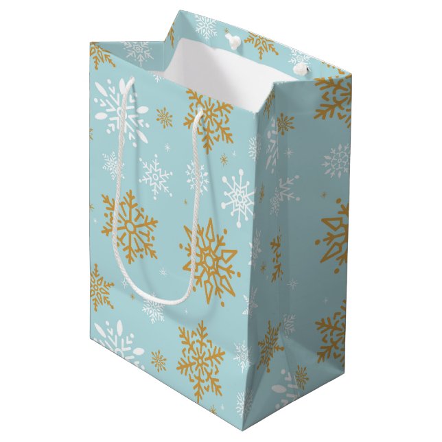 Christmas Holiday Snowflakes Gift Bag (Front Angled)