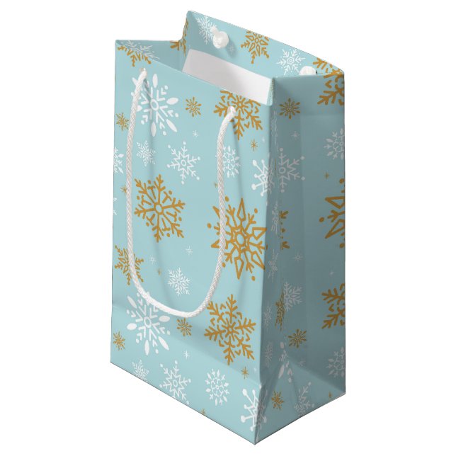 Christmas Holiday Snowflakes Gift Bag (Front Angled)