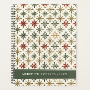 Christmas Holiday Snowflakes Pattern Personalised Planner