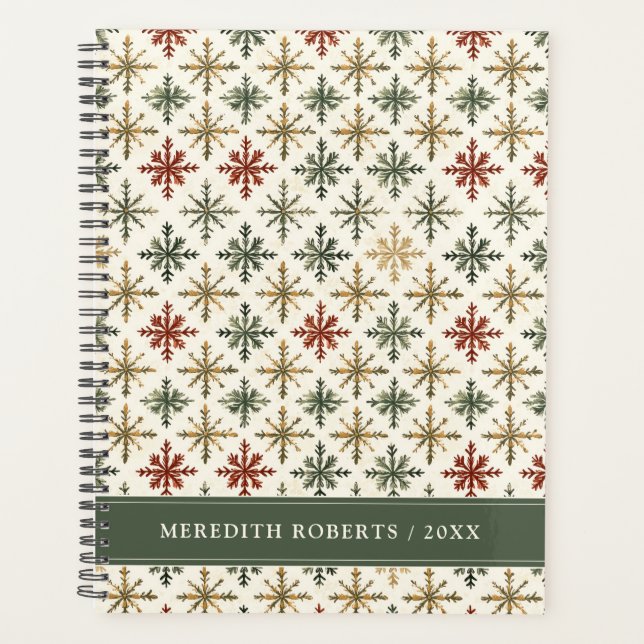 Christmas Holiday Snowflakes Pattern Personalised Planner (Front)