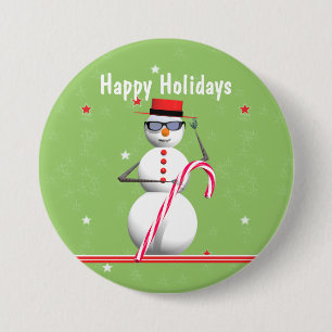 Christmas Holiday Snowman 7.5 Cm Round Badge
