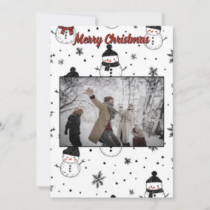 Christmas Holiday Snowman Flake Photo Card Minimal