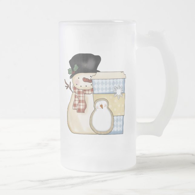 Christmas Holiday Snowman Frosted Mug (Right)