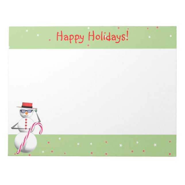 Christmas Holiday Snowman Notepad (Front)