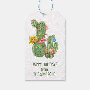 Christmas Holiday Southwestern Watercolor Cactus  Gift Tags