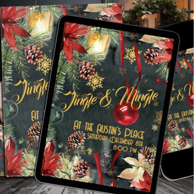 Christmas Holiday Splendour Jingle & Mingle Party  Card (Creator Uploaded)