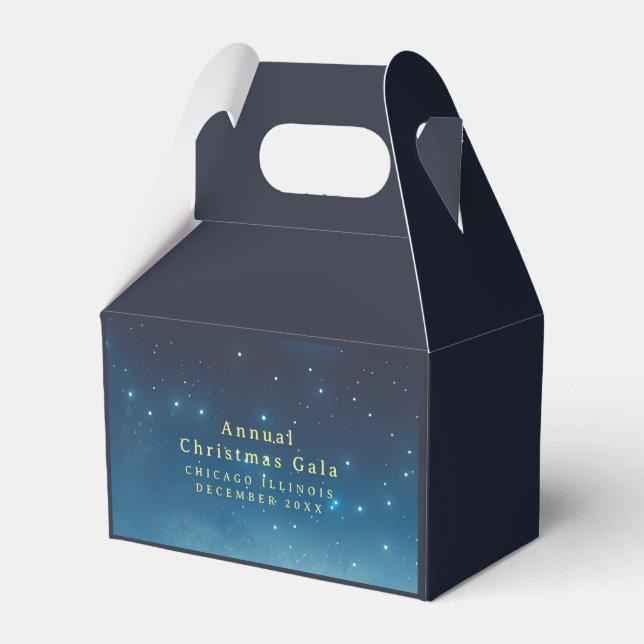 Christmas Holiday Stars Blue Favour Box (Front Side)