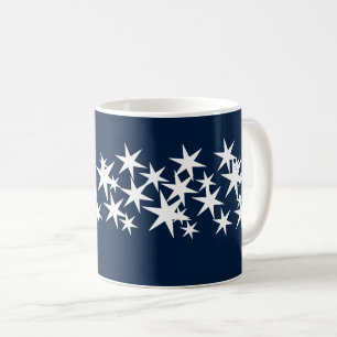 Christmas Holiday stars, lights navy blue white Coffee Mug
